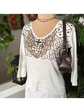 cream beaded y2k top